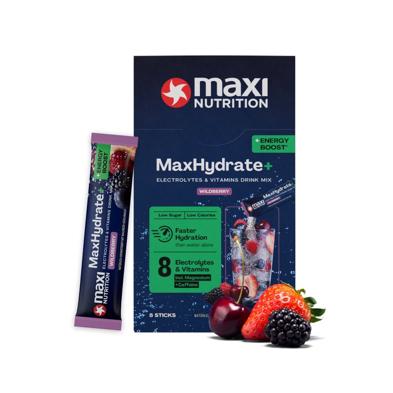 MaxHydrate+ Energy Boost Elektrolyt Getränk Wildberry 8 x 16 g