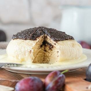 Protein Germknödel mit Vanillesoße