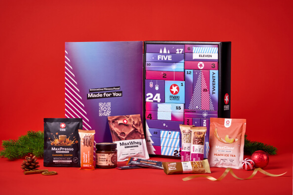 maxinutrition fitness food adventskalender offen mit inhalt